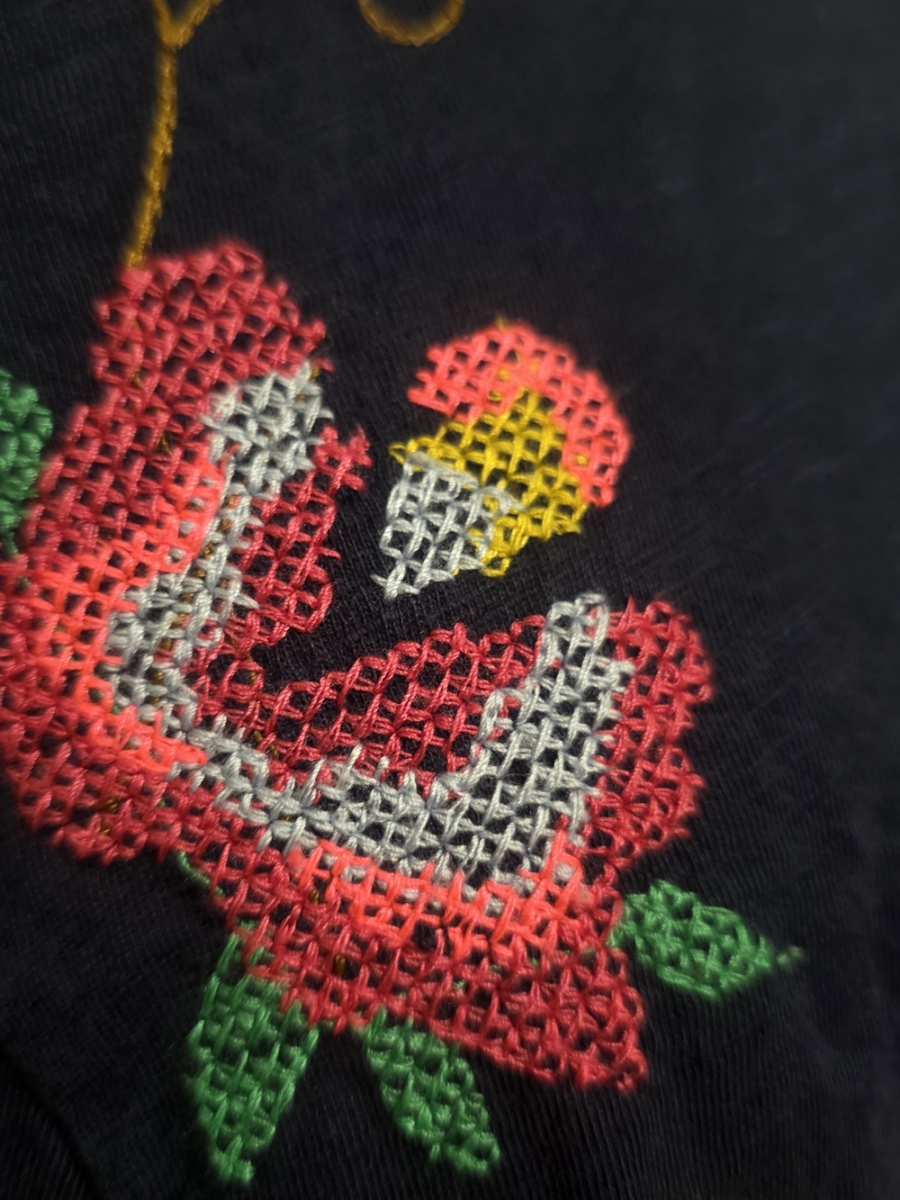 Free People Navy Embroidered Floral Tank - Picture 3 of 9